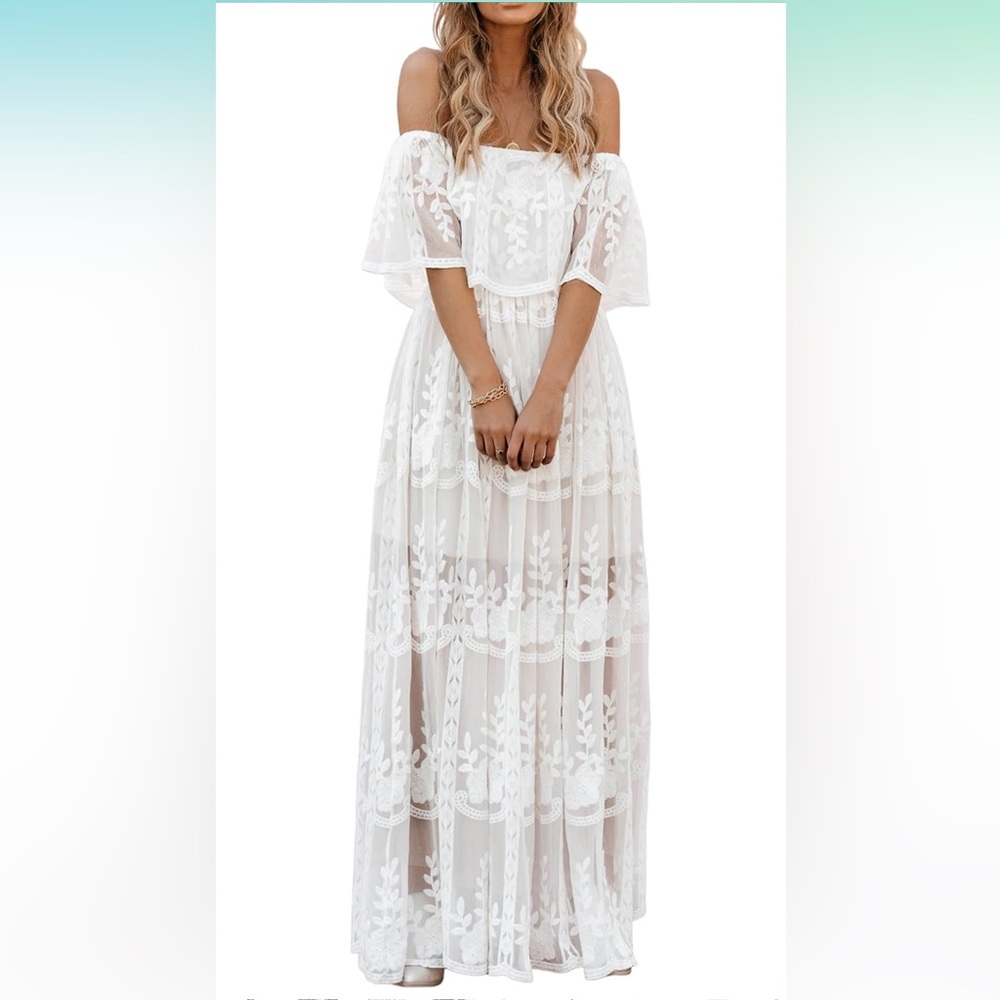 Beautiful lacy white dress worn only once for a photoshoot